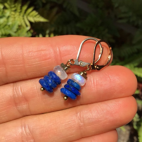 Lapis Moonstone Sundance Charm Earrings - Picture 3 of 9
